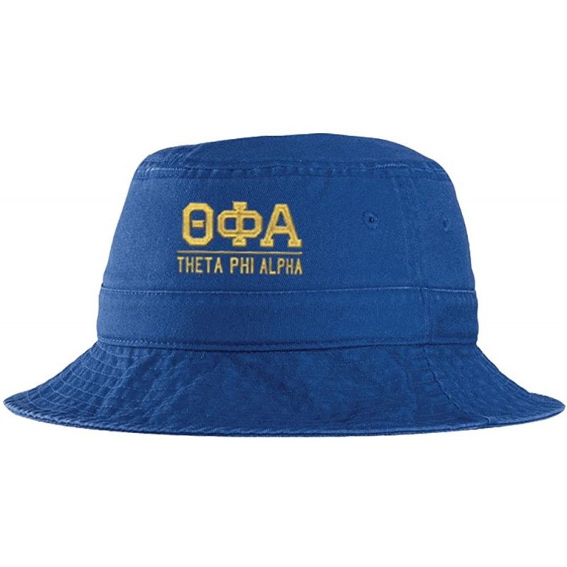 Bucket Hats Women's Theta Phi Alpha Greek Letter Bucket Hat - Royal Blue - CN12OCWDOBN $68.85