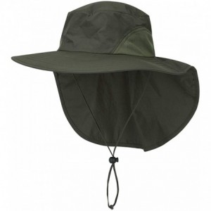 Sun Hats Unisex Wide Brim Safari Hat UV Protection Outdoor Sun Hat Fishing Hat with Neck Flap Cover - Army Green - CN18S58QDH...