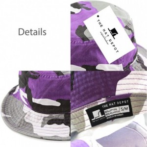 Bucket Hats Unisex 100% Cotton Packable Summer Travel Bucket Beach Sun Hat - Purple Camo - C21852DD6IZ $21.05