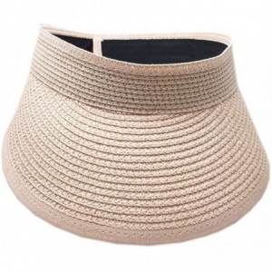 Sun Hats 100% Straw Sun Visor Hat Cap Sun Protection - Misty Pink - CZ183SDKI4D $33.19