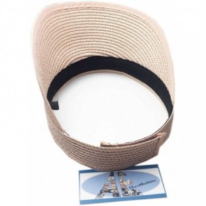Sun Hats 100% Straw Sun Visor Hat Cap Sun Protection - Misty Pink - CZ183SDKI4D $29.19