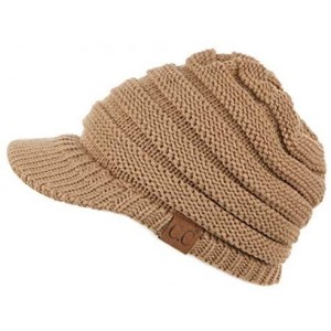 Visors Hatsandscarf Exclusives Women's Ribbed Knit Hat with Brim (YJ-131) - Camel - C112NSLWNPT $28.05