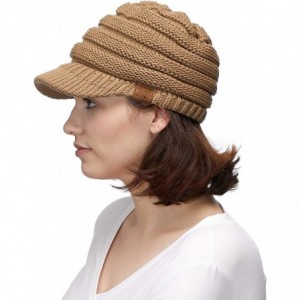 Visors Hatsandscarf Exclusives Women's Ribbed Knit Hat with Brim (YJ-131) - Camel - C112NSLWNPT $30.97