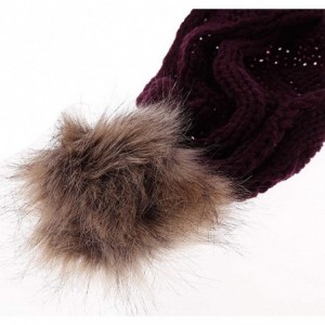 Skullies & Beanies Fashion Women's Warm Crochet Knitted Beanie Hat and Scarf Set with Fur Poms - 2 Black - CV18M3GMN4X $33.34