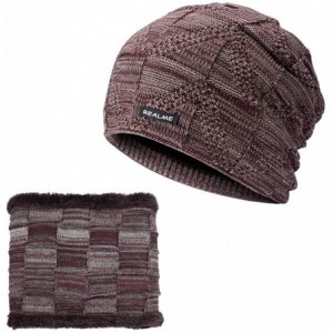 Skullies & Beanies Winter Beanie Hat Warm Knit Hat Winter Hat for Men Women - Coffee+scarf - CZ18YZXQH3S $27.55