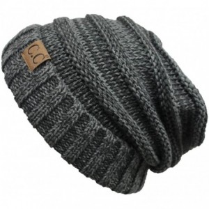 Skullies & Beanies Hatsandscarf Exclusives Unisex Beanie Oversized Slouchy Cable Knit Beanie (HAT-100) - Dk. Grey/Lt. Grey - ...