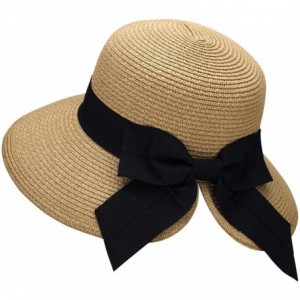 Sun Hats Women's Lightweight Foldable/Packable Beach Sun Hat w/Decorative Bow - Nature Sun Hat - CT180WZRZLH $39.25