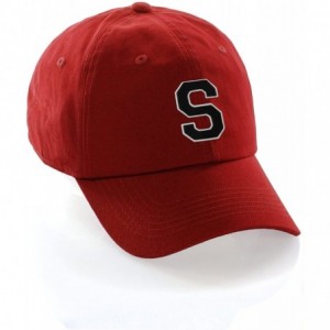 Baseball Caps Customized Letter Intial Baseball Hat A to Z Team Colors- Red Cap White Black - Letter S - CQ18ET2AN23 $25.06