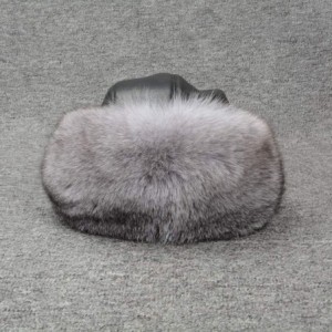 Skullies & Beanies Winter Women Real Fox Fur Trapper Hat Skiing Warm Russian Caps with Pompom Adjustable - Silver Fox - C118L...