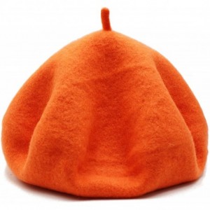 Berets Wool Beret Hat-Solid Color French Style Winter Warm Cap for Women Girls Lady - Tangerine - CF18A900IY8 $23.01