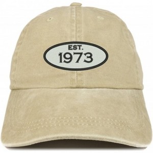 Baseball Caps Established 1973 Embroidered 47th Birthday Gift Pigment Dyed Washed Cotton Cap - Khaki - CA180MAG5SZ $31.80