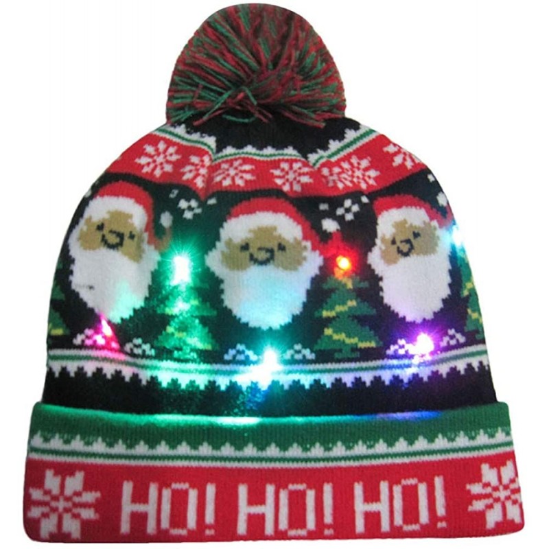 Skullies & Beanies LED Light-up Knitted Hat Ugly Sweater Holiday Xmas Christmas Beanie Cap - G-1 - CK18ZMO568K $25.09