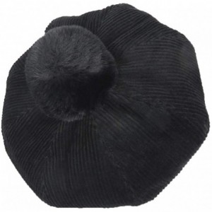 Berets Beret Hat Cap for Women 8 Panel Cotton French Beret Hat Cap Solid Color Classic Beanie Fall Winter Hat - Black -1 - CX...
