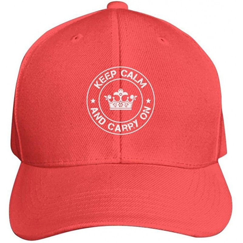 Baseball Caps Unisex Baseball Cap Keep Calm and Carry On Trucker Cap Relaxed Fit with Adjustable Strap Dad Hat - Red - C818RS...