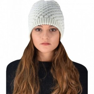Skullies & Beanies Thick Crochet Knit Quilted Double Layer Beanie Slouchy Hat - Cream - C412N8VCB39 $19.85