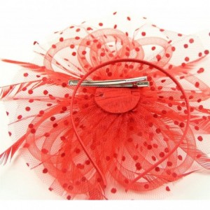 Headbands Feather Fascinators Headband and Clip for Women Tea Party Bridal Cocktai - Red - CY186802G0Q $24.73
