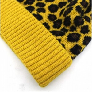 Skullies & Beanies Women Winter Leopard Hat Warm Fleece Lined Winter Beanie Hat Soft Fuzzy Knitted Cap - Single Hat-yellow - ...