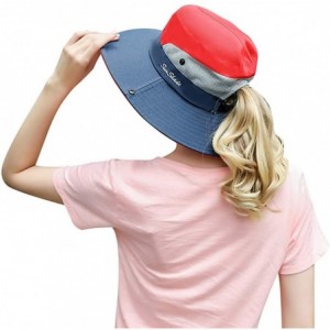 Sun Hats Women's Sun Hat Outdoor Wide Brim Beach UV Protection Hats Ponytail Boonie Foldable Fishing Mesh Bucket Caps - C218U...