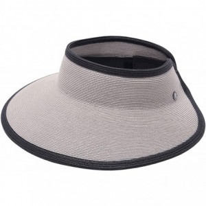 Sun Hats Vienna Visor Women's Summer Sun Straw Packable UPF 50+ Beach Hat - Grey - C8194OHLHY2 $55.87
