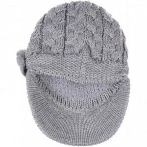 Newsboy Caps Womens Winter Chic Cable Warm Fleece Lined Crochet Knit Hat W/Visor Newsboy Cabbie Cap - CG1860GR77S $32.44