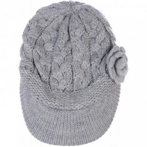 Newsboy Caps Womens Winter Chic Cable Warm Fleece Lined Crochet Knit Hat W/Visor Newsboy Cabbie Cap - CG1860GR77S $32.44