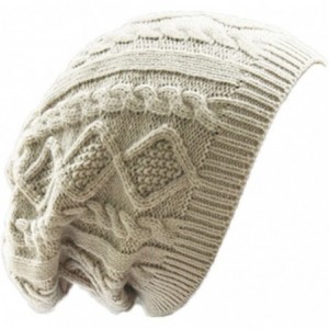 Skullies & Beanies Unisex Mens Womens Knitted Wool Winter Oversized Slouchy Warm Beanie Hat Cap - Beige - C212MA7VJ4G $30.32