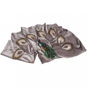 Skullies & Beanies Women's Velvet Sequins Peacock Muslim Turban Hijab Headwrap Cap Hat - Grey - C518EKC4YA5 $52.61