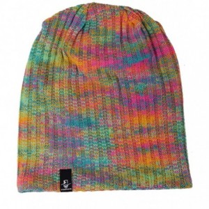 Skullies & Beanies Women Oversized Slouchy Beanie Knit Hat Colorful Long Baggy Skull Cap for Winter - 309w-blue/Confetti - CB...