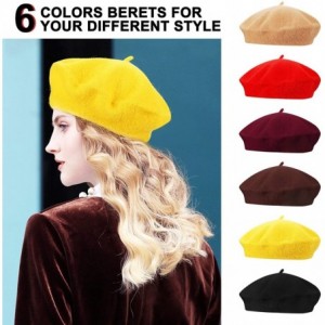 Berets 6 Pieces Wool Beret Hat French Style Beanie Hats Fashion Ladies Beret Caps for Women Girls Lady - 6-color Set - CD18ZL...