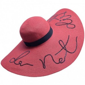 Sun Hats Womens Wide Brim Straw Embroidery Sun Hat Do Not Disturb Beach A429 - Red - CN17YUQIR8M $46.36