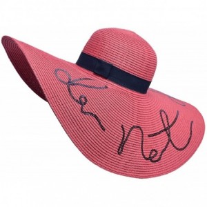 Sun Hats Womens Wide Brim Straw Embroidery Sun Hat Do Not Disturb Beach A429 - Red - CN17YUQIR8M $55.76