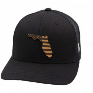 Baseball Caps 'Florida Patriot' Leather Patch Hat Curved Trucker - Charcoal/Black - CK18IGR269E $52.08