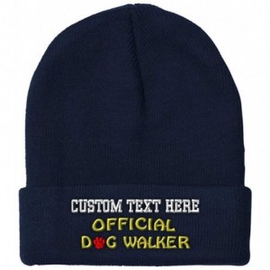 Skullies & Beanies Custom Beanie for Men & Women Official Dog Walker Embroidery Skull Cap Hat - Navy - C018ZWONAY4 $35.36