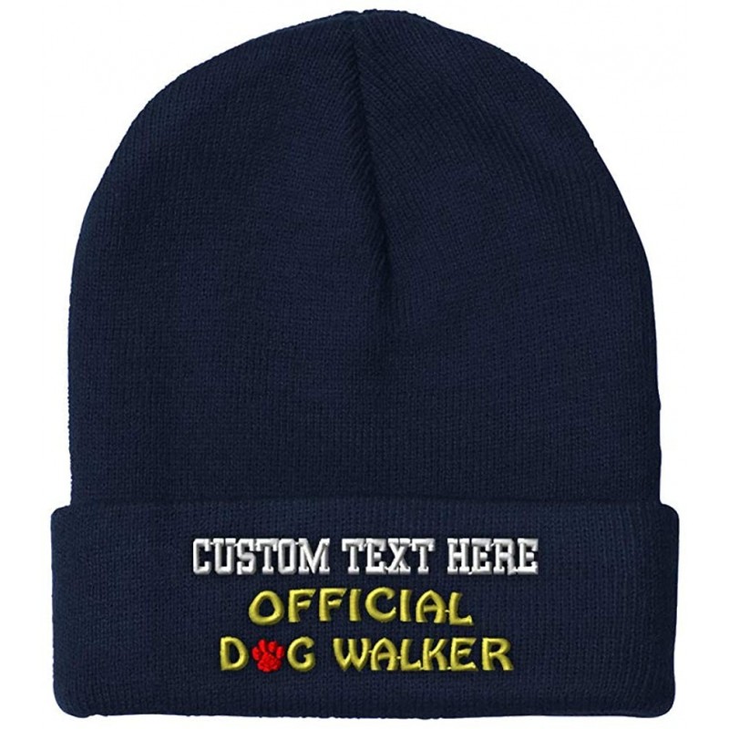 Skullies & Beanies Custom Beanie for Men & Women Official Dog Walker Embroidery Skull Cap Hat - Navy - C018ZWONAY4 $36.70