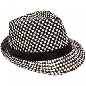 Fedoras Silver Fever Patterned and Banded Fedora Hat - White Black - CS184Y6ZKSC $35.27