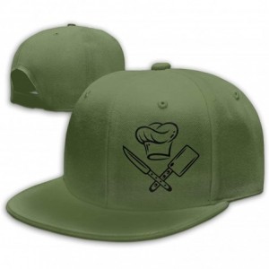 Baseball Caps Cooking Hat with Knives Snapback Flat Baseball Cap Unisex Adjustable - Moss Green - CH196XN320R $30.50