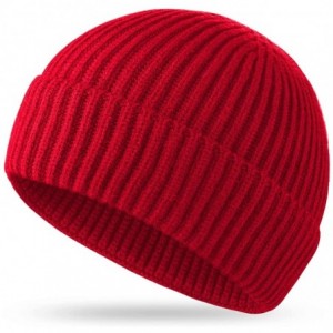 Skullies & Beanies Fisherman Beanie for Men Women Wool Winter Knittted Hat Unisex-Adult Slouchy Baggy Hipster Skull Cap - Red...