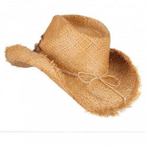 Cowboy Hats Women's Feather and Flower Accent Raffia Cowboy Hat - Natural - CB18QW55HK9 $76.77