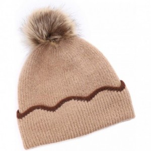 Skullies & Beanies Slouchy Knit Beanie Cap Hat for Women Girls Winter Knit Skull Hat Faux Fur Pom Pom Hat Soft Warm Ski Hat -...