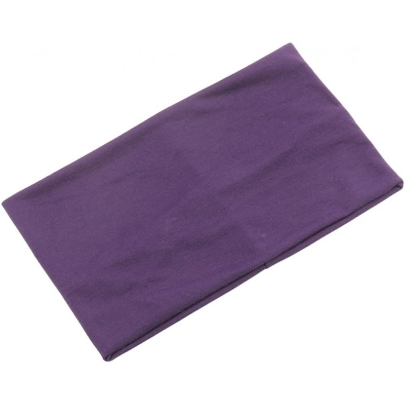 Headbands Women's Solid Stretch Wide Sports Headband Cotton Yoga Hairband Bandanas - Purple - C0188N7C07Z $16.64