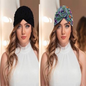 Skullies & Beanies Women Pre-Tied Bonnet Turban for Women Printed Turban African Pattern Knot Headwrap Beanie - CX192T2T6L4 $...