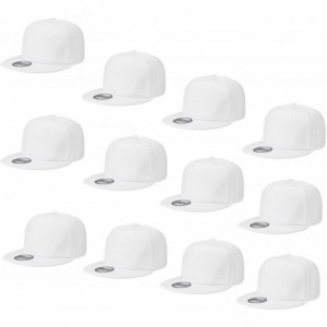 Baseball Caps Wholesale 12 Pack Snapback Hat Cap Hip Hop Style Flat Bill Blank Solid Color Adjustable Size - 12-pack White - ...