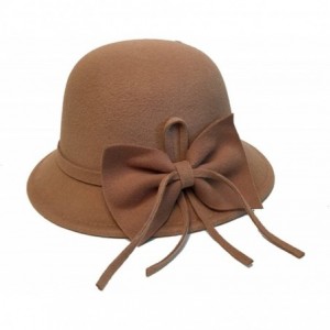Bucket Hats Women's Vintage Style Wool Cloche Bucket Winter Hat - Camel - C712N9KU282 $24.32