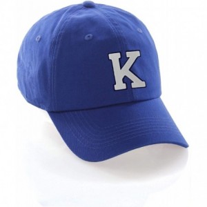 Baseball Caps Customized Letter Intial Baseball Hat A to Z Team Colors- Blue Cap Navy White - Letter K - CP18NR7GXAL $25.41