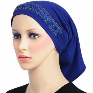 Skullies & Beanies Tube Hijab Under Scarf Fashion Chemo Caps - Royal Blue - CC18QGMN90N $21.36