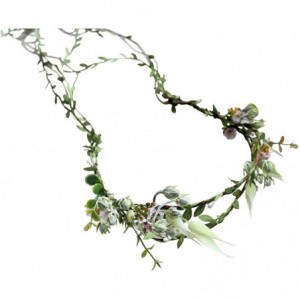 Headbands Adjustable Flower Headband Floral Garland Crown Halo Headpiece Boho with Ribbon Wedding Festival Party - O - CU18ST...