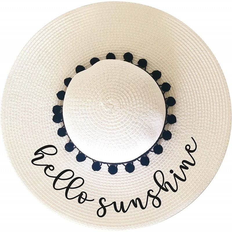 Sun Hats Hello Sunshine-Floopy-Hat - White/Black - C818EZDZUT6 $45.31