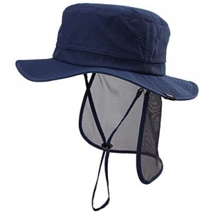 Sun Hats Packable Mens Safari SPF 50+ Fishing Bonnie Bush Sun Hat Bucket for Large Head Women 56-60cm - Navy_89025 - C118NA5N...
