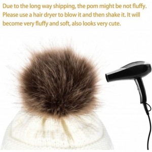 Skullies & Beanies Women Winter Knit Warm Beanie with Faux Fur Pompom Soft Chunky Baggy Skull Ski Cap - White - CC192NZ8IM3 $...