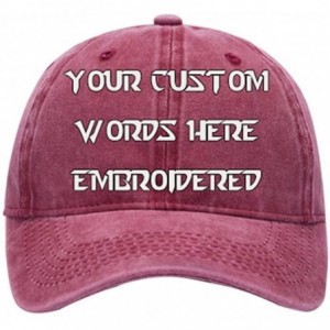 Baseball Caps Men Women Custom Text Embroidered Denim Hat Team Christmas Adjustable Snapback Baseball Caps - Retro Wine - CE1...